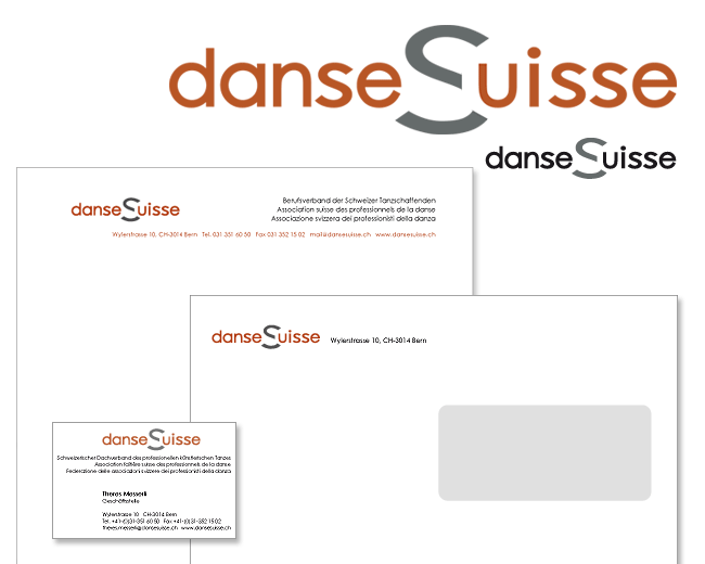 Briefschaften und Logo fü Danse Suisse, vergrössert